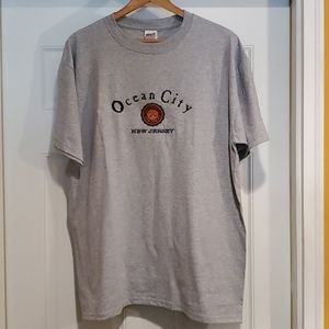 New Ocean City NJ Embroidered Grey T Shirt Sz L